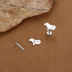 Sterling Silver Capybara 16G Flat Back Labret Earrings