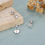 Sterling Silver Shell Starfish and Pearl 18G Screw Back Stud Earrings Set