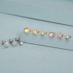 Sterling Silver Shell Starfish and Pearl 18G Screw Back Stud Earrings Set