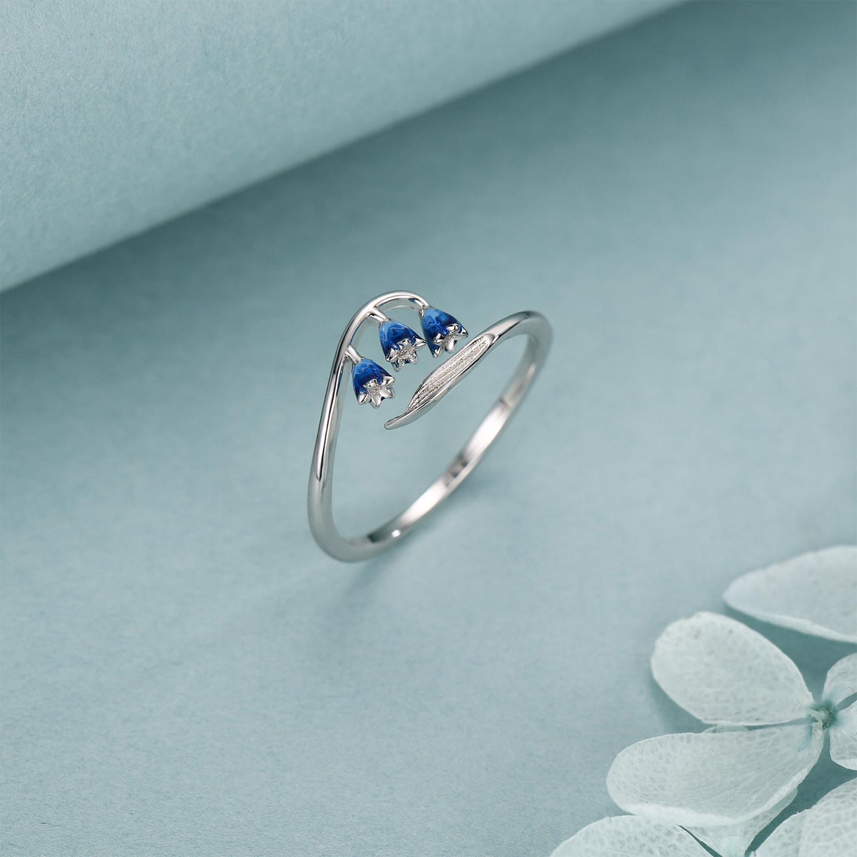 Sterling Silver Bluebell Enamel Open Ring