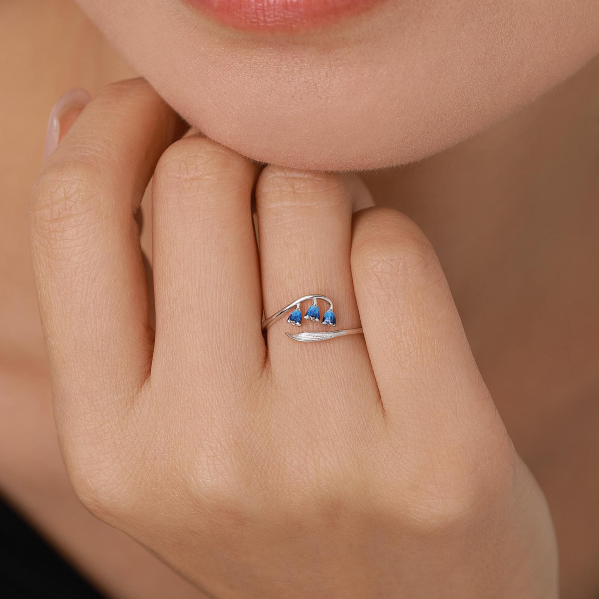 Sterling Silver Bluebell Enamel Open Ring