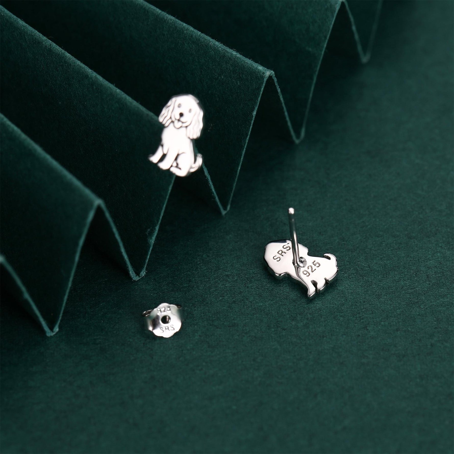 Sterling Silver Beagle Dog Stud Earrings