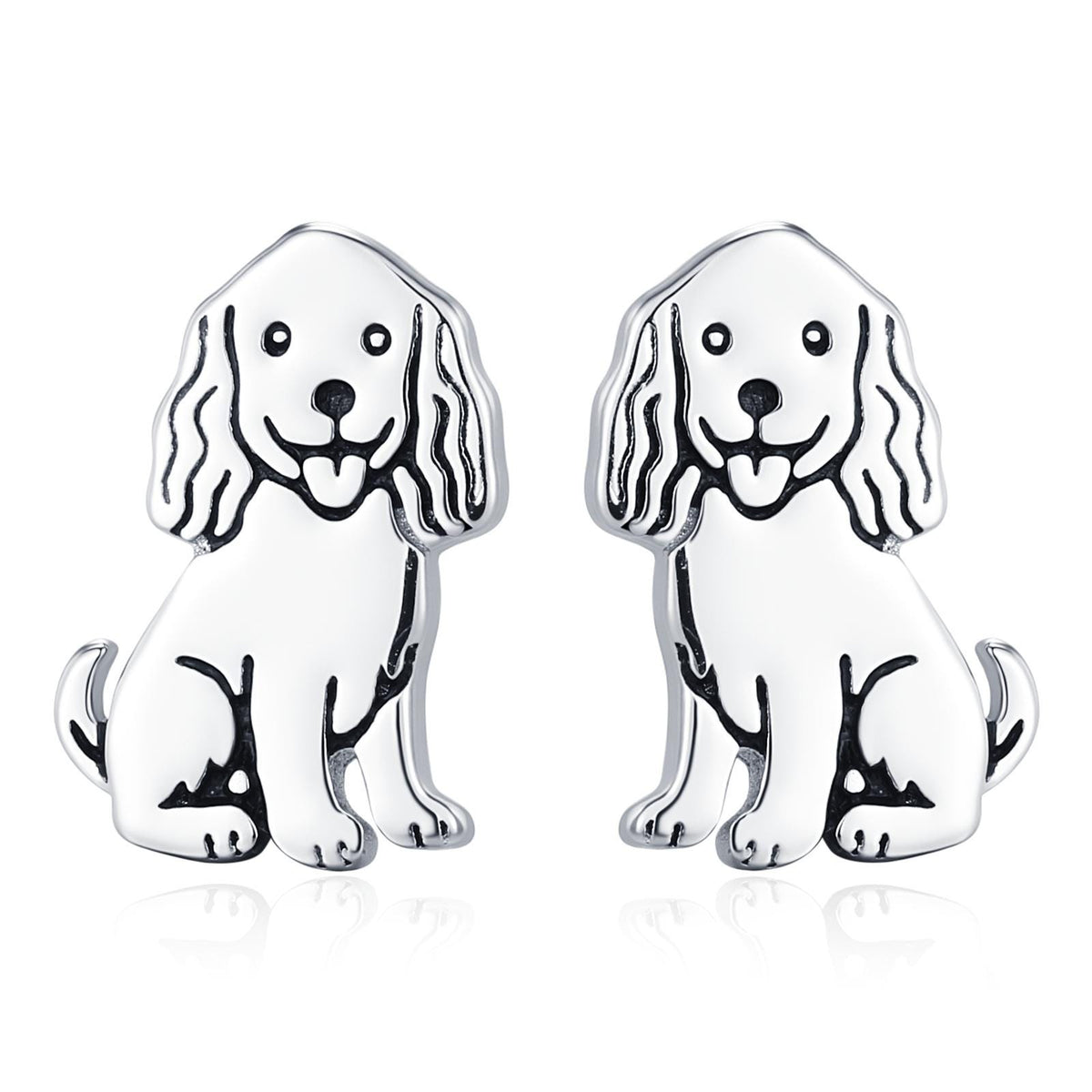 Sterling Silver Beagle Dog Stud Earrings