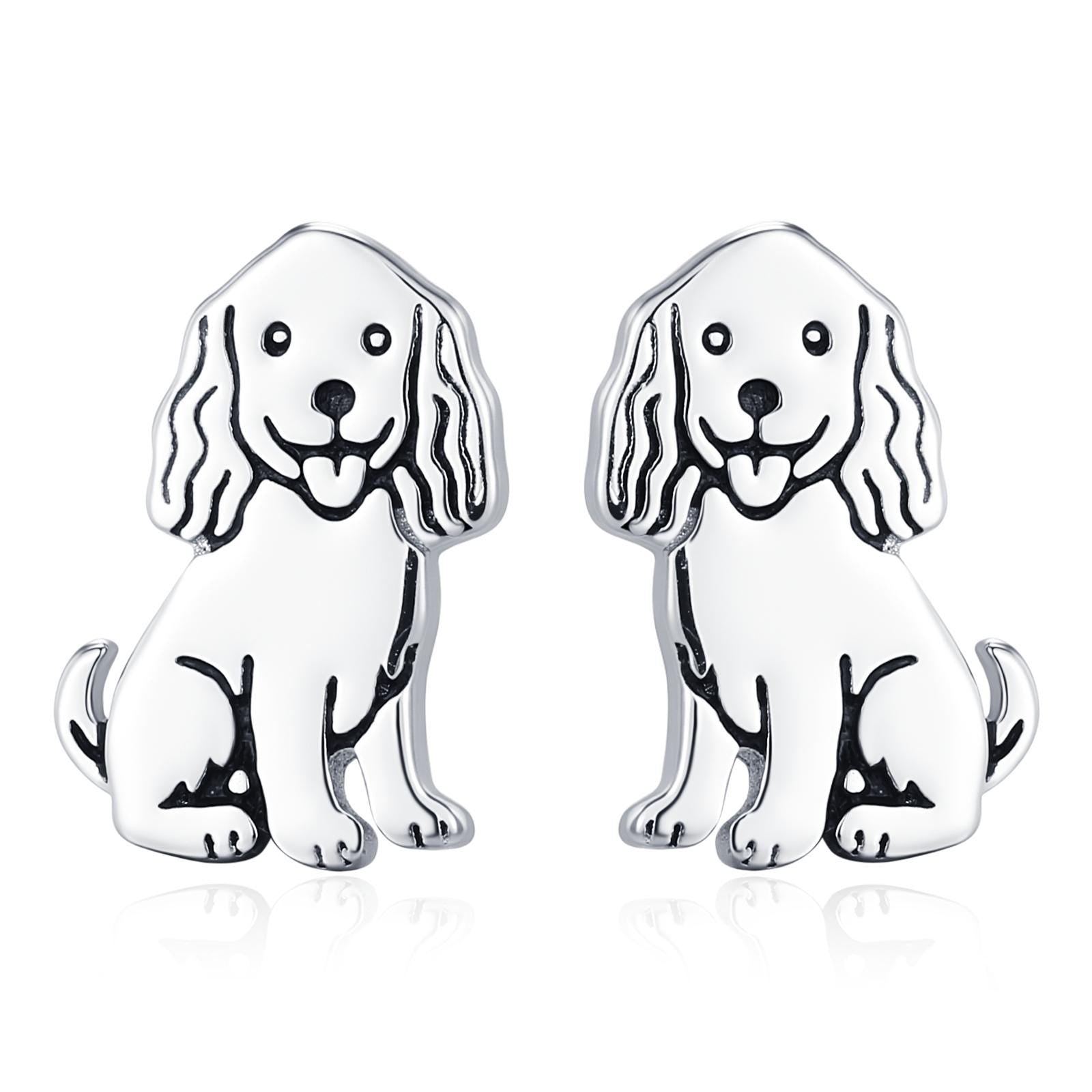 Sterling Silver Beagle Dog Stud Earrings