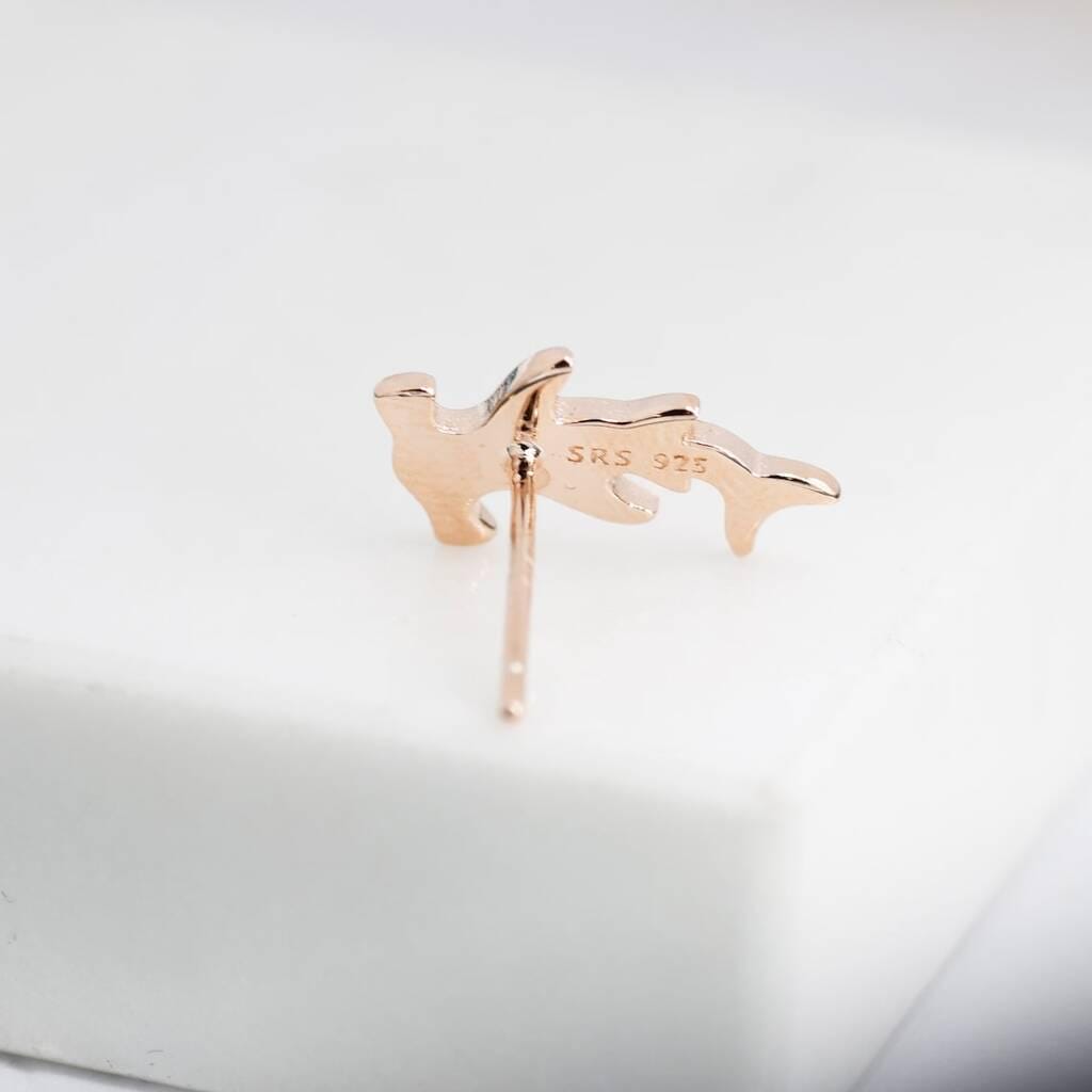 Mismatched Shark Stud Earrings in Sterling Silver, Animal Earrings