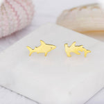 Mismatched Shark Stud Earrings in Sterling Silver, Animal Earrings