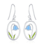Sterling Silver Bluebell Enamel Drop Earrings
