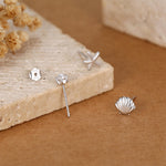 Sterling Silver Shell Starfish and Pearl Stud Earrings Set of 3