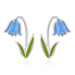 Sterling Silver Bluebell Flower Enamel Stud Earrings