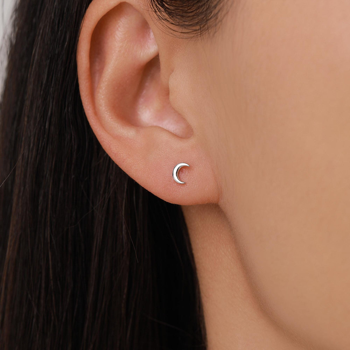 Mismatched Starburst and Moon Stud Earrings in Sterling Silver with Lab Opal, Asymmetric Blue Opal Star and Crescent Moon Earrings