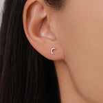 Mismatched Starburst and Moon Stud Earrings in Sterling Silver with Lab Opal, Asymmetric Blue Opal Star and Crescent Moon Earrings