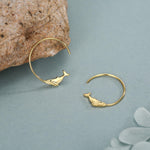 Whale Open Hoop Earrings in Sterling Silver, Silver or Gold, Minimalist Whale Earrings, Simple Whale Earrings