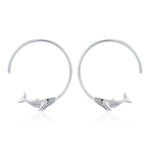 Whale Open Hoop Earrings in Sterling Silver, Silver or Gold, Minimalist Whale Earrings, Simple Whale Earrings