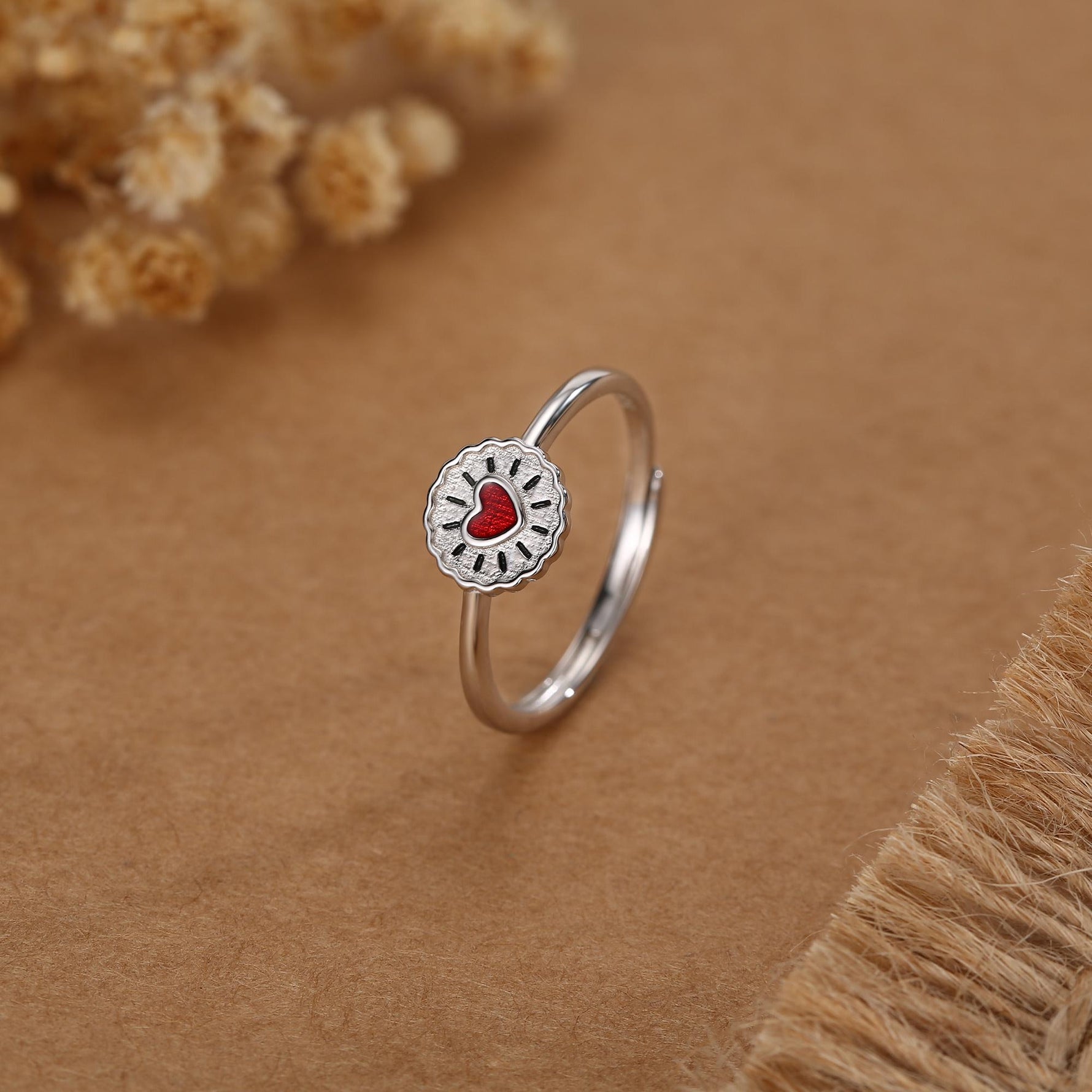 Sterling Silver Jam Biscuit Enamel Dainty Ring