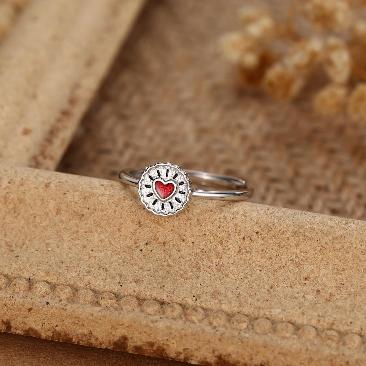 Sterling Silver Jam Biscuit Enamel Dainty Ring