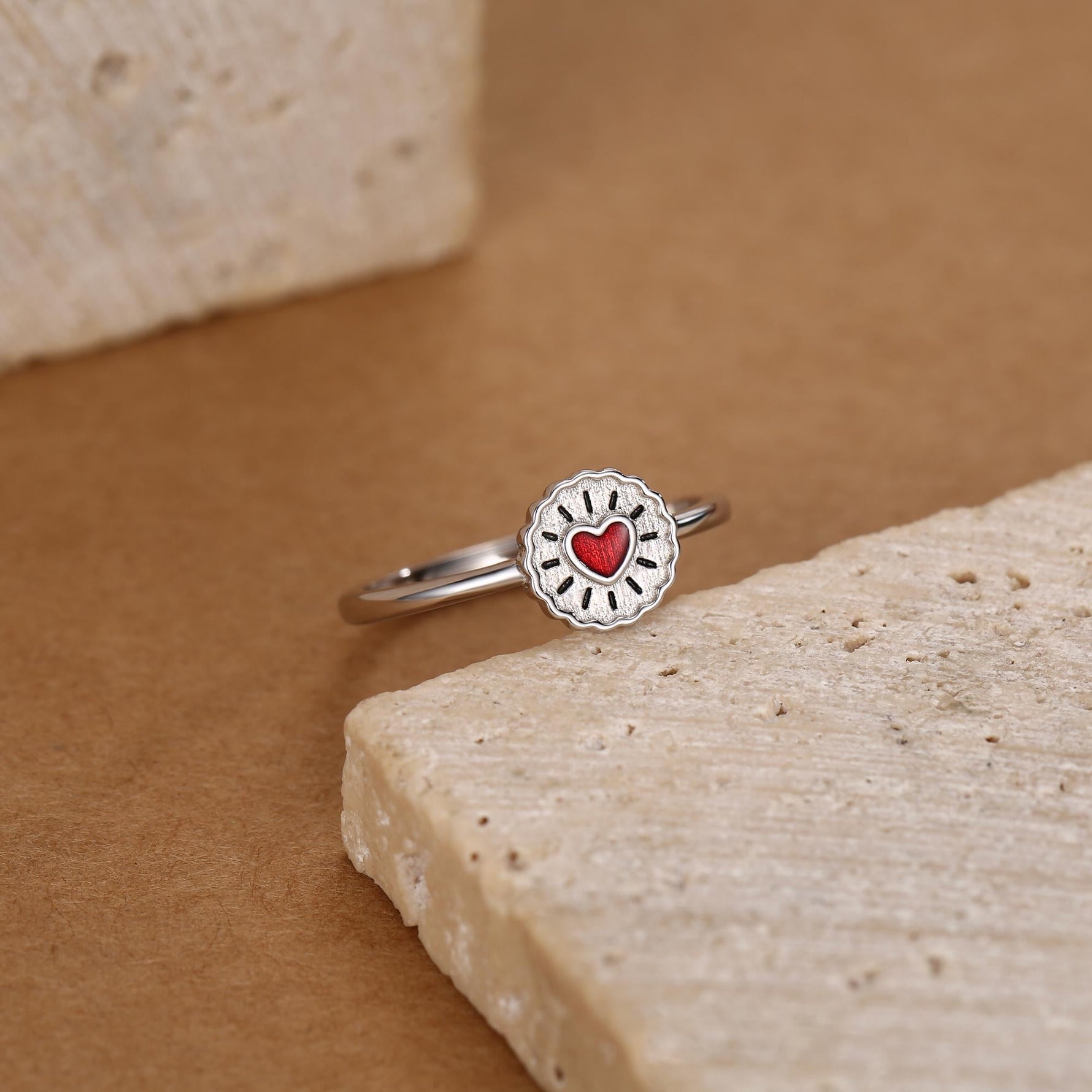Sterling Silver Jam Biscuit Enamel Dainty Ring