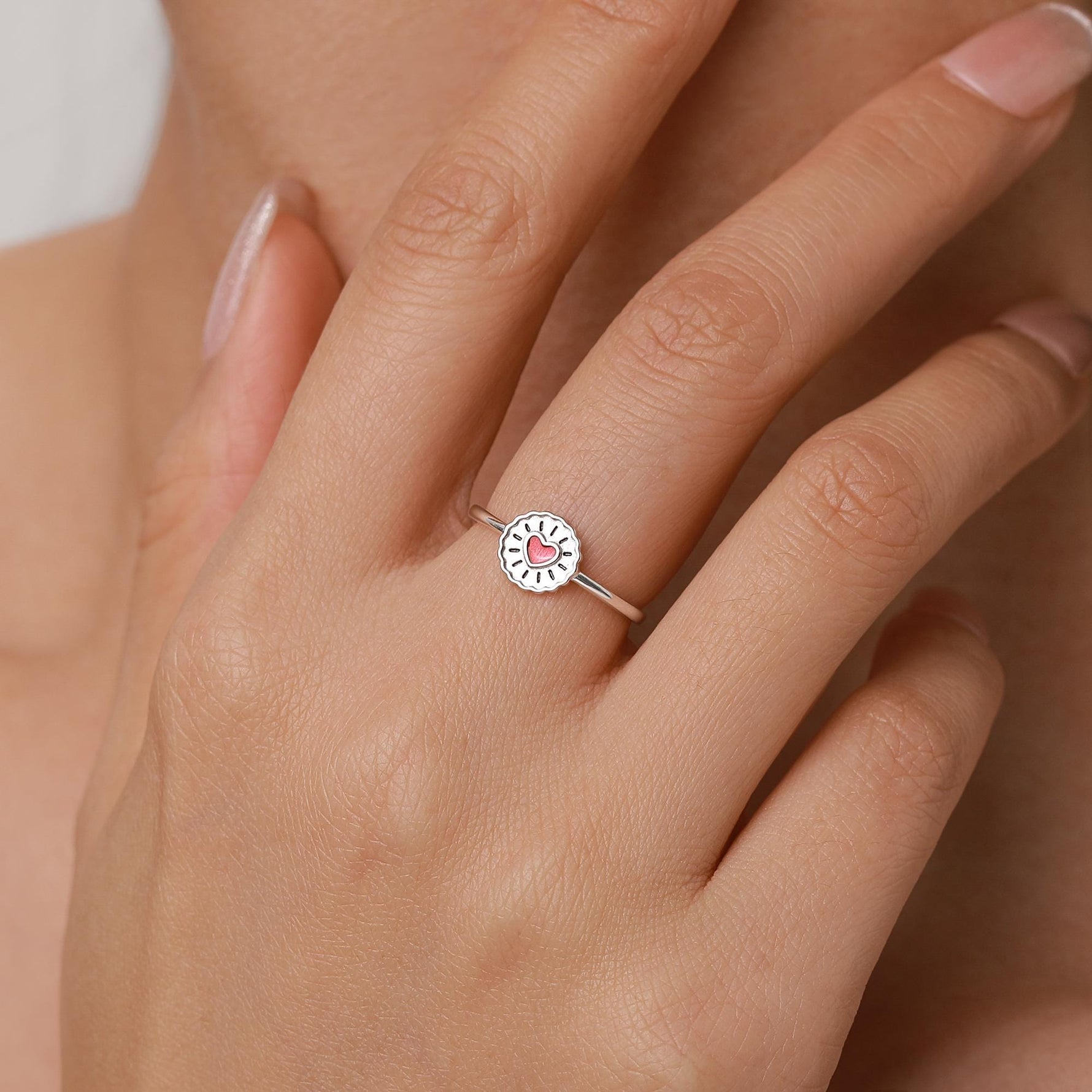 Sterling Silver Jam Biscuit Enamel Dainty Ring