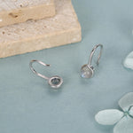 Genuine Labradorite Drop Earrings in Sterling Silver, Natural Labradorite Round Hook Earrings, Delicate Labradorite Earrings