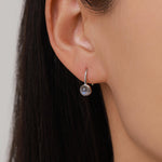 Genuine Labradorite Drop Earrings in Sterling Silver, Natural Labradorite Round Hook Earrings, Delicate Labradorite Earrings