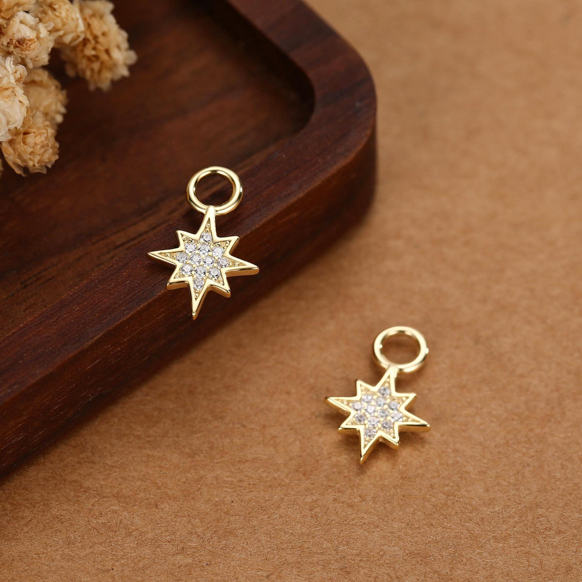 Starburst Charms for Huggie Hoops in Sterling Silver