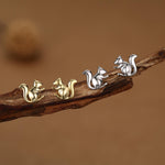 Squirrel Stud Earrings in Sterling Silver, Silver or Gold, Animal Earrings, Nature Inspired