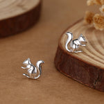 Squirrel Stud Earrings in Sterling Silver, Silver or Gold, Animal Earrings, Nature Inspired