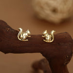 Squirrel Stud Earrings in Sterling Silver, Silver or Gold, Animal Earrings, Nature Inspired