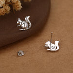 Squirrel Stud Earrings in Sterling Silver, Silver or Gold, Animal Earrings, Nature Inspired