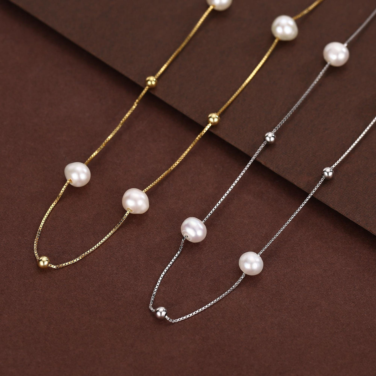 Genuine Pearl Choker Necklace in Sterling Silver