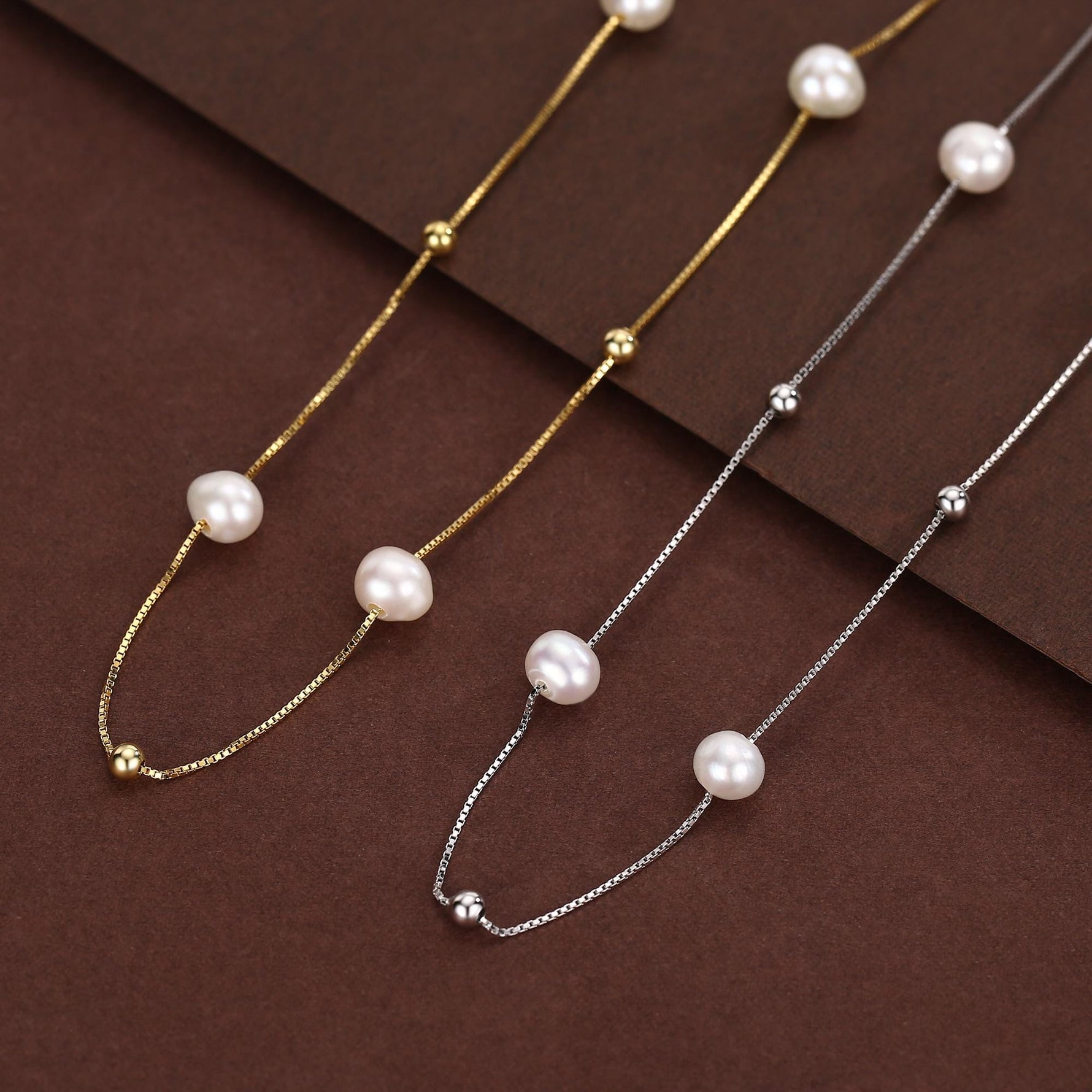 Genuine Pearl Choker Necklace in Sterling Silver