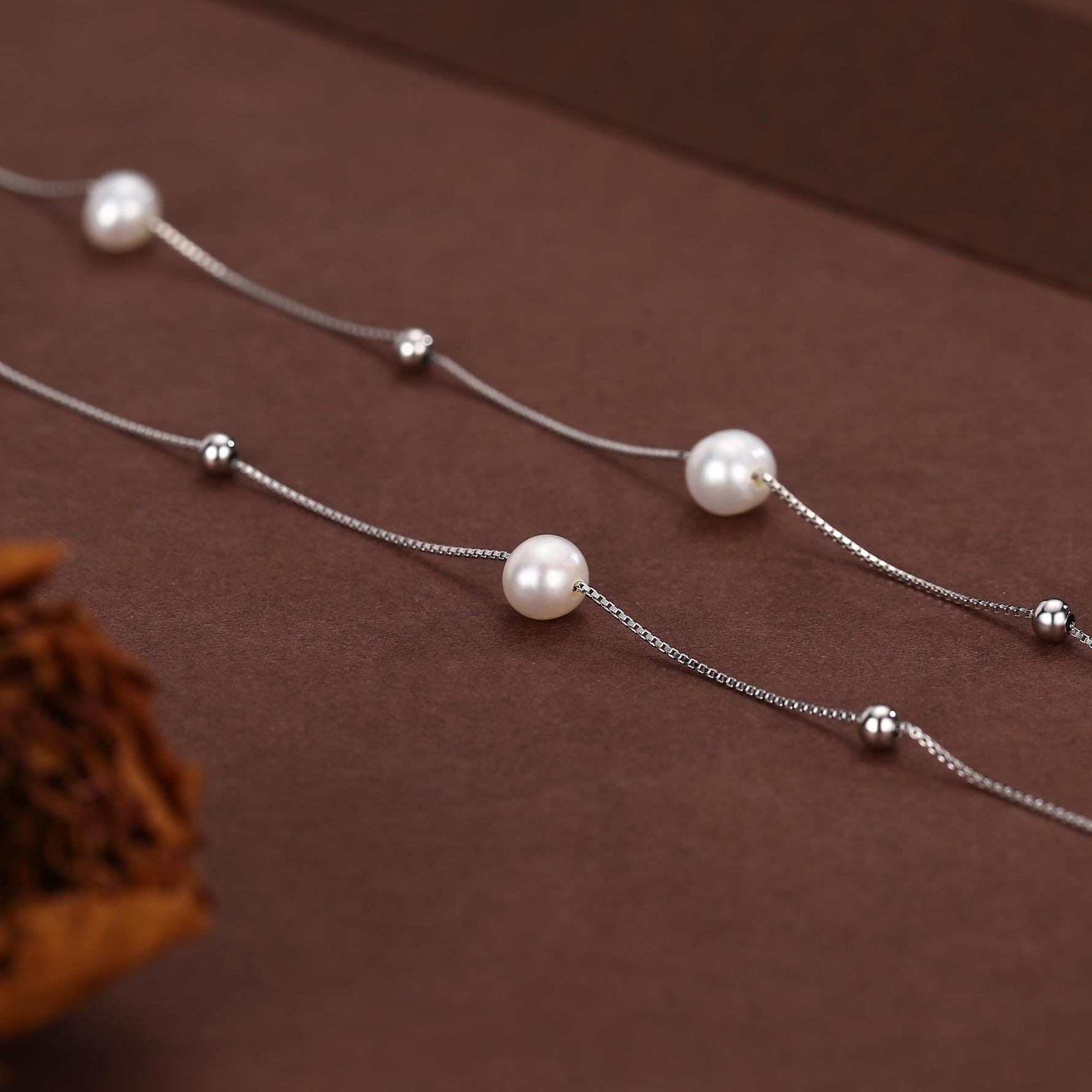 Genuine Pearl Choker Necklace in Sterling Silver