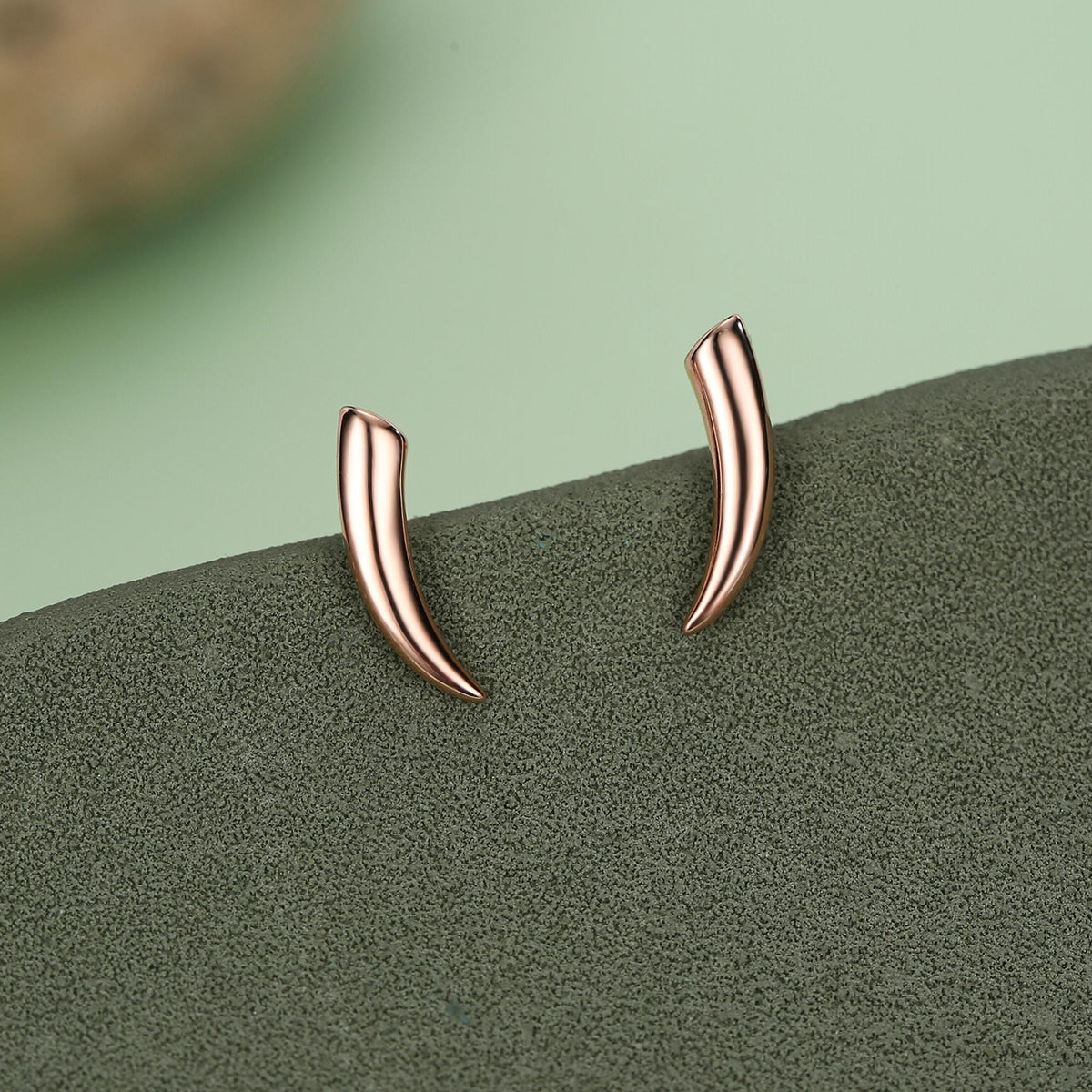 Tusk Shape Stud Earrings in Sterling Silver, Silver, Gold or Rose Gold over Sterling Silver, Horn Stud Earrings, Spike Earrings