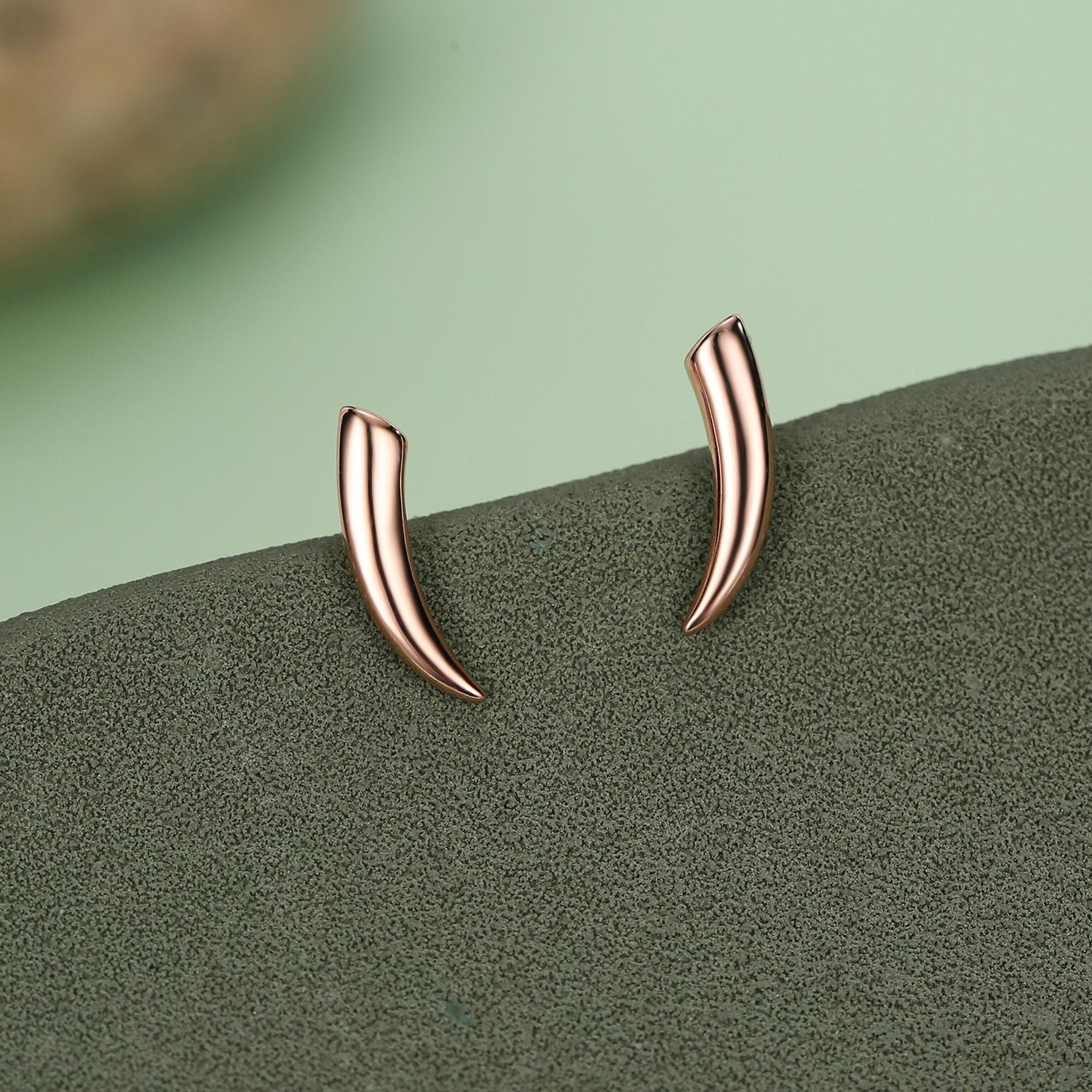 Tusk Shape Stud Earrings in Sterling Silver, Silver, Gold or Rose Gold over Sterling Silver, Horn Stud Earrings, Spike Earrings