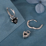 Sterling Silver Trillion Cut Black CZ Charms for Huggie Hoops Earrings