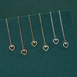 Tiny Open Heart Threader Earrings in Sterling Silver, 9cm, Silver, Gold or Rose Gold, Dainty Heart Ear Threaders, Single or Double Piercing