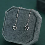 Tiny Open Heart Threader Earrings in Sterling Silver, 9cm, Silver, Gold or Rose Gold, Dainty Heart Ear Threaders, Single or Double Piercing