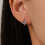 Moonstone Heart Huggie Hoop Earrings in Sterling Silver, Silver or Gold, Simulated Moonstone Heart Hoops, Heart Hoops