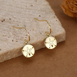 Sand Dollar Drop Hook Earrings in Sterling Silver, Silver or Gold, Ocean Earrings, Shell Earrings, Sea Shell Earrings, Sand Dollar Earrings