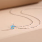Sterling Silver Tiny Little Forget-me-not Flower Pendant Necklace, Flower Necklace, Forget-me-not Necklace, Forget me not Pendant Necklace