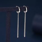 Sale! Dangling Chain Huggie Hoop Earrings, Hoop with Dangle Chains, Chained Hoop Earrings, Silver, Gold or Rose Gold