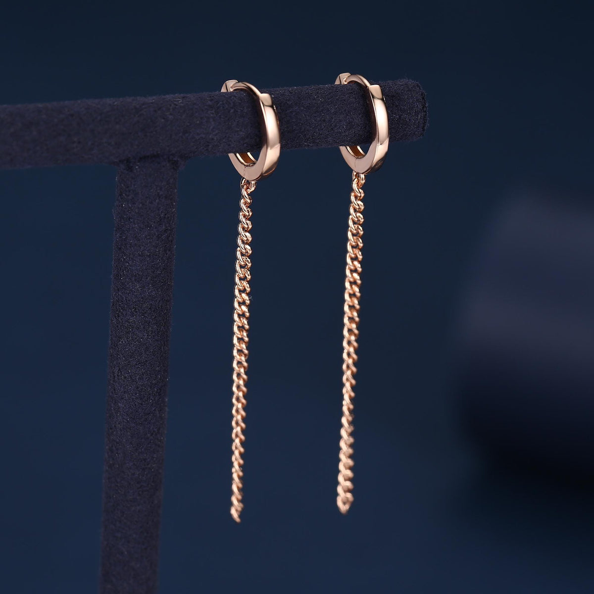 Sale! Dangling Chain Huggie Hoop Earrings, Hoop with Dangle Chains, Chained Hoop Earrings, Silver, Gold or Rose Gold