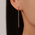 Sale! Dangling Chain Huggie Hoop Earrings, Hoop with Dangle Chains, Chained Hoop Earrings, Silver, Gold or Rose Gold