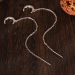 Crescent Moon Dangle Threaders Earrings, Moon Ear Threaders, Moon Earrings, Celestial Earrings