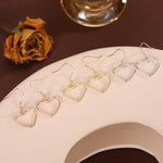 Heart Dangle Drop Hook Earrings in Sterling Silver