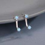 Opal Ear Jacket in Sterling Silver, Silver or Gold, Blue Opal or White Opal, Front and Back Earrings