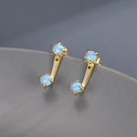 Opal Ear Jacket in Sterling Silver, Silver or Gold, Blue Opal or White Opal, Front and Back Earrings