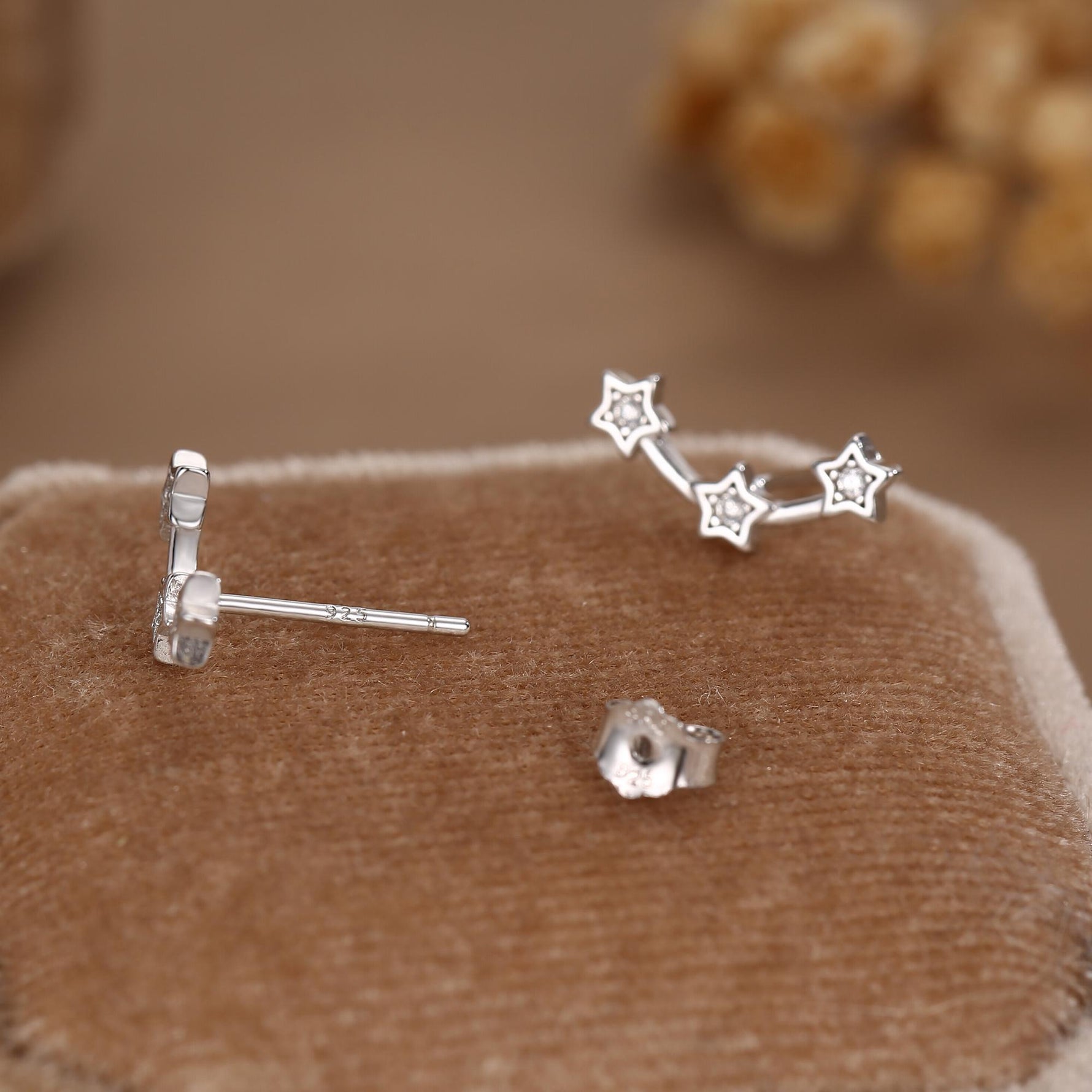 Tiny Star Trio Stud Earrings in Sterling Silver, Silver or Gold or Rose Gold, Three Star Earrings, Tiny Star Earrings, Constellation Earring