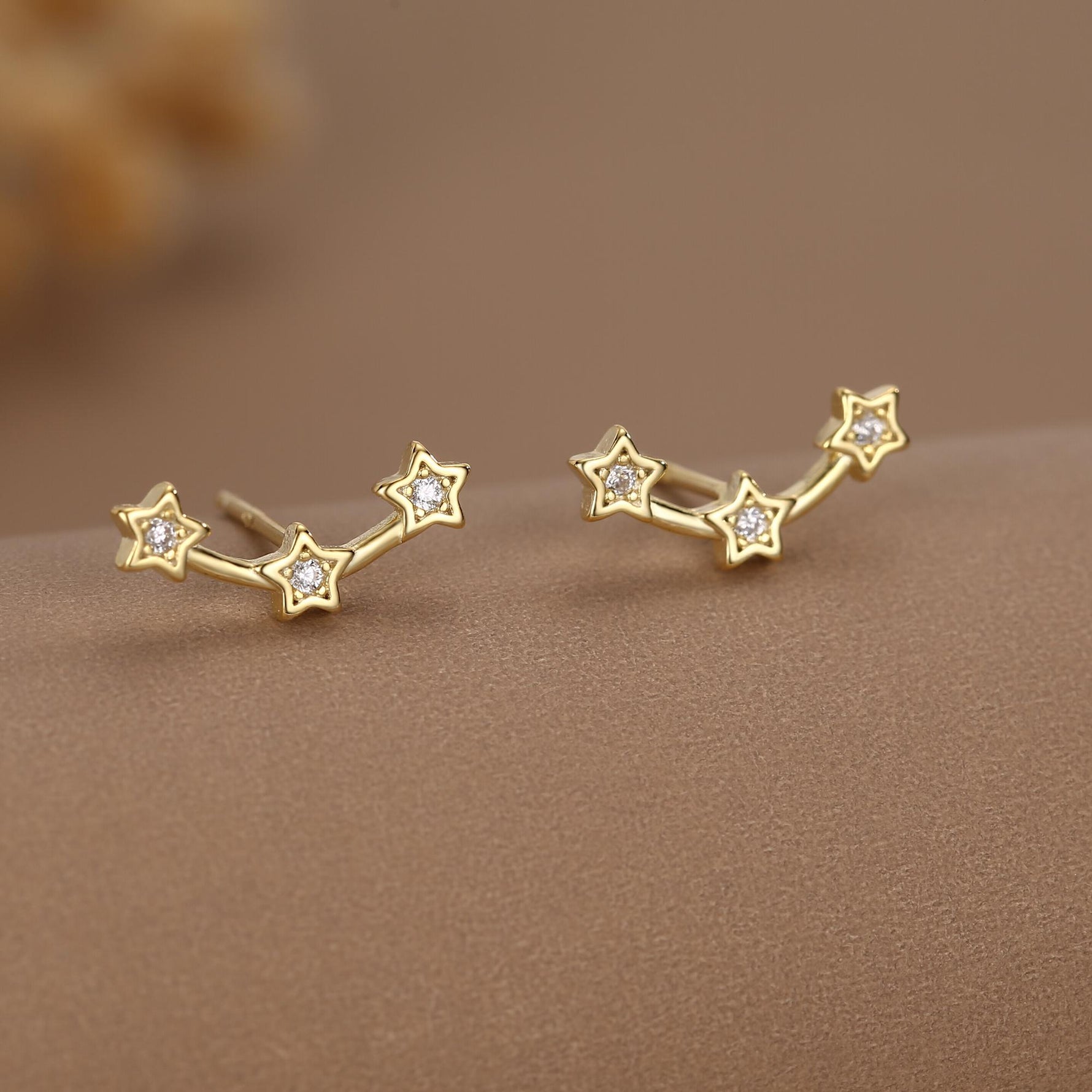 Tiny Star Trio Stud Earrings in Sterling Silver, Silver or Gold or Rose Gold, Three Star Earrings, Tiny Star Earrings, Constellation Earring