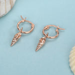 Shell Huggie Hoops Earrings in Sterling Silver, Silver or Gold or Rose Gold, Ocean Earrings, Sea Shell Earrings,