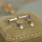 Black Opal Ear Jacket in Sterling Silver, Silver or Gold, Lab Opal Bezel Earrings, Front and Back Black Opal Earrings